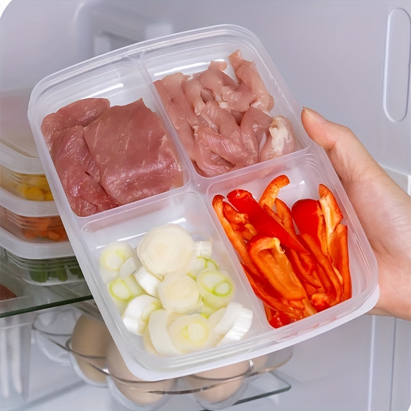 10Pcs Plastic 4 Grids Lunch Box Food Storage Pre-Meal Preparation