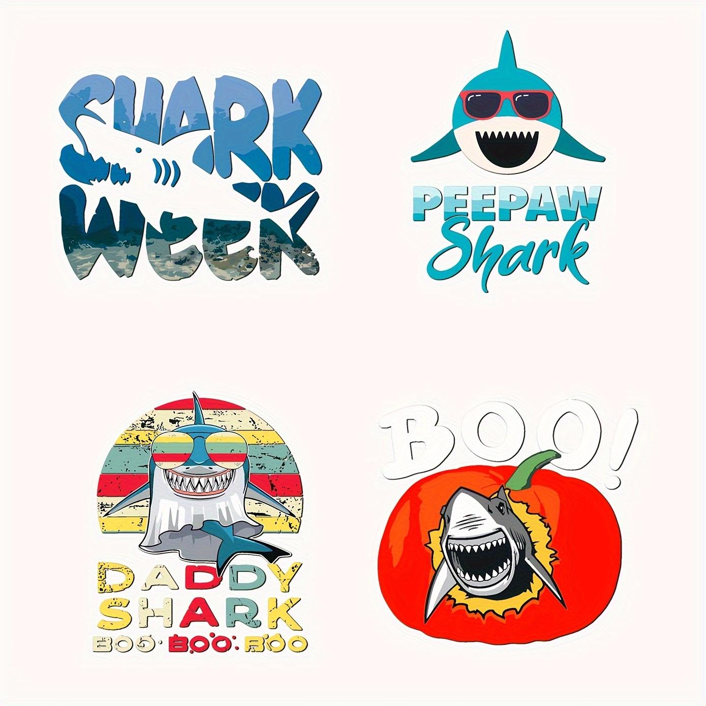 Strange Shark Theme Letter Pattern Heat Transfer Sticker - Temu