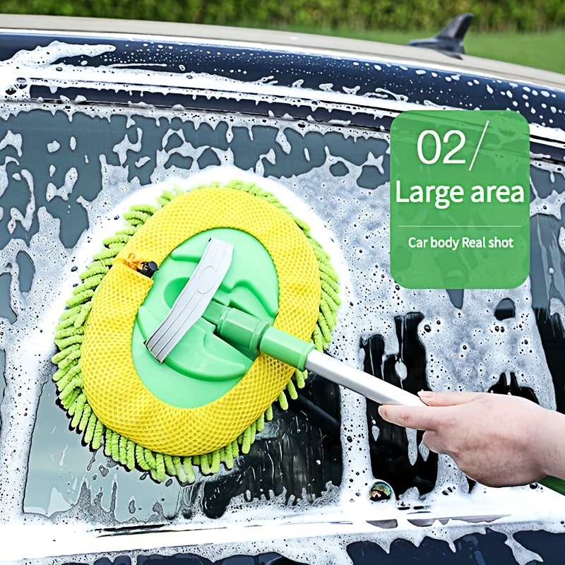 Meterk Car Wash Brush, Car Cleaning Kit, 360° Spin Car Wash Mop,  High-pressure Foam Car Cleaning Brush, Detachable & Extendable Scrub Brush,  For Car
