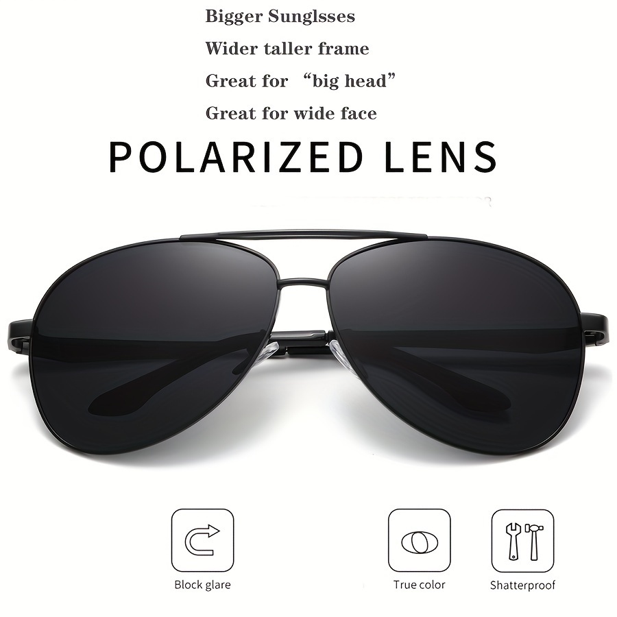 Men's Oversized Wide Frame Polarized Aviator Sunglasses Casual Metal Decorative Eyewear for Holiday Vacation,Sun Glasses,Temu