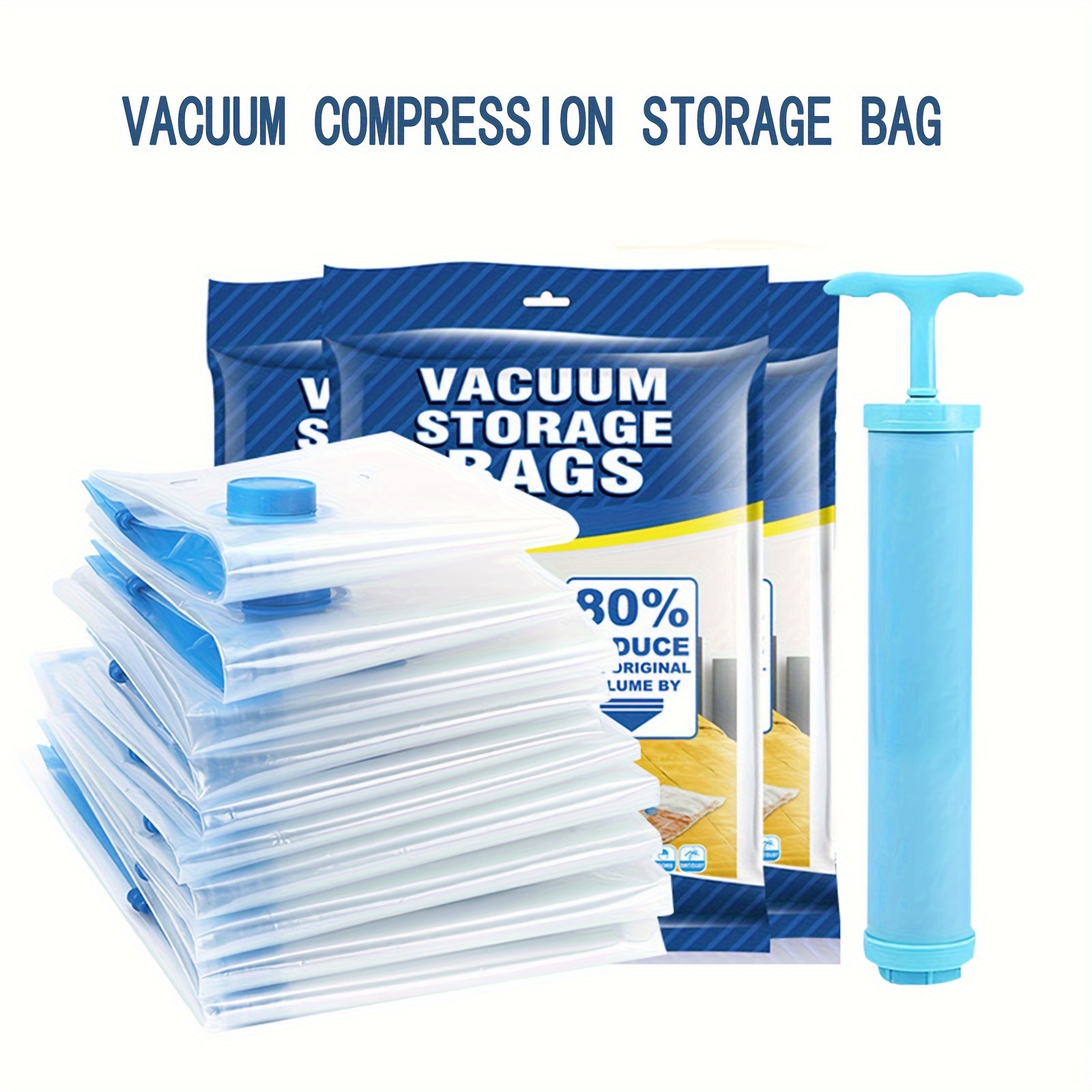 Oversized Vacuum Bag Clothes Storage Bag With Valve Clear Border Folding  Compression Storage Bag Travel Space Saving Seal Pack
