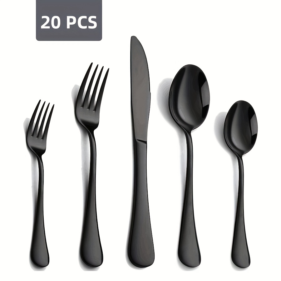 20 Piece Silverware Set, ENLOY Stainless Steel Flatware  Cutlery Set, Kitchen Utensil Set Service for 4, Include Knife Fork Spoon,  Mirror Polished, Dishwasher Safe: Flatware Sets
