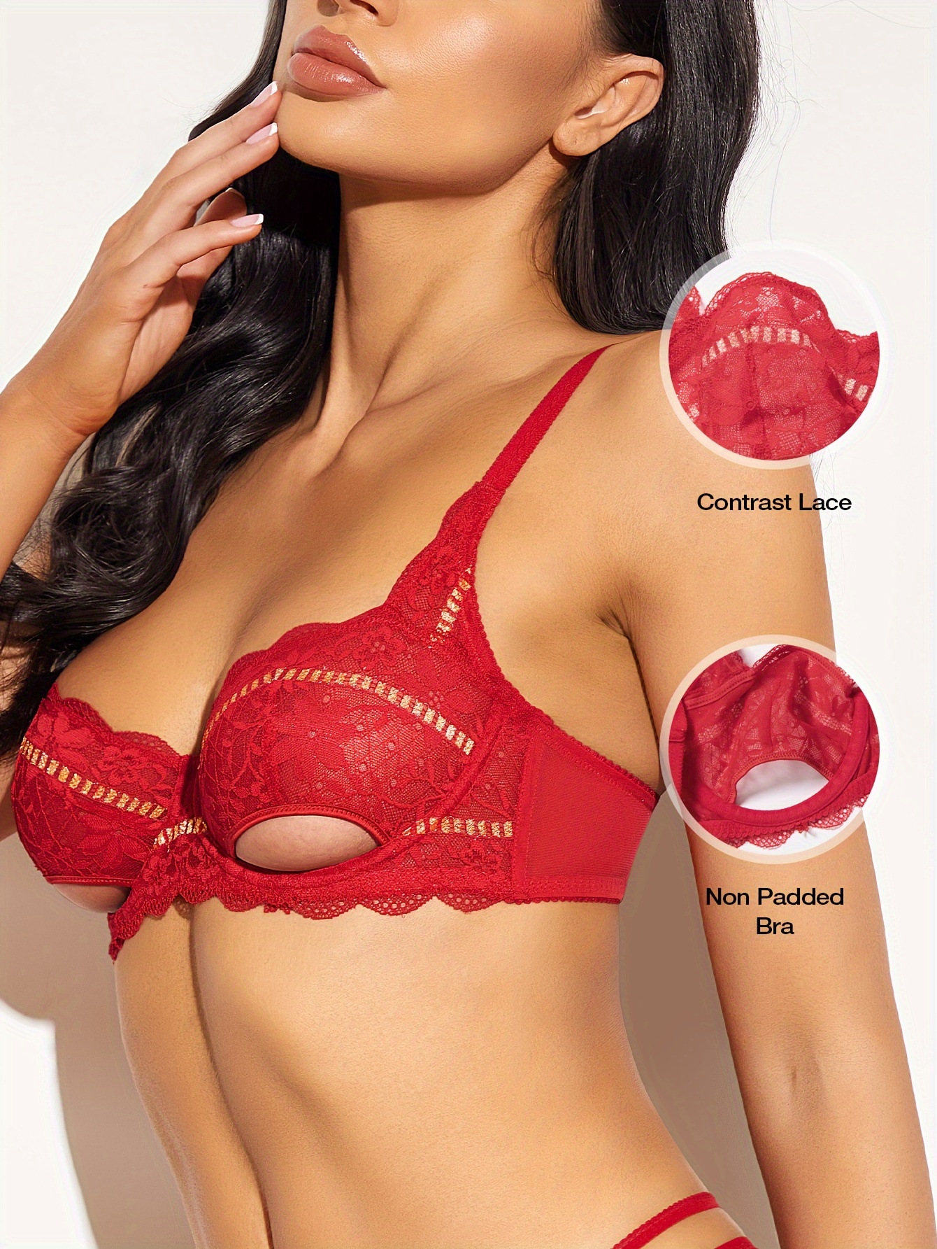 Chinese Lunar New Year Red Lace Embroidered Hollow Underwire - Temu Canada