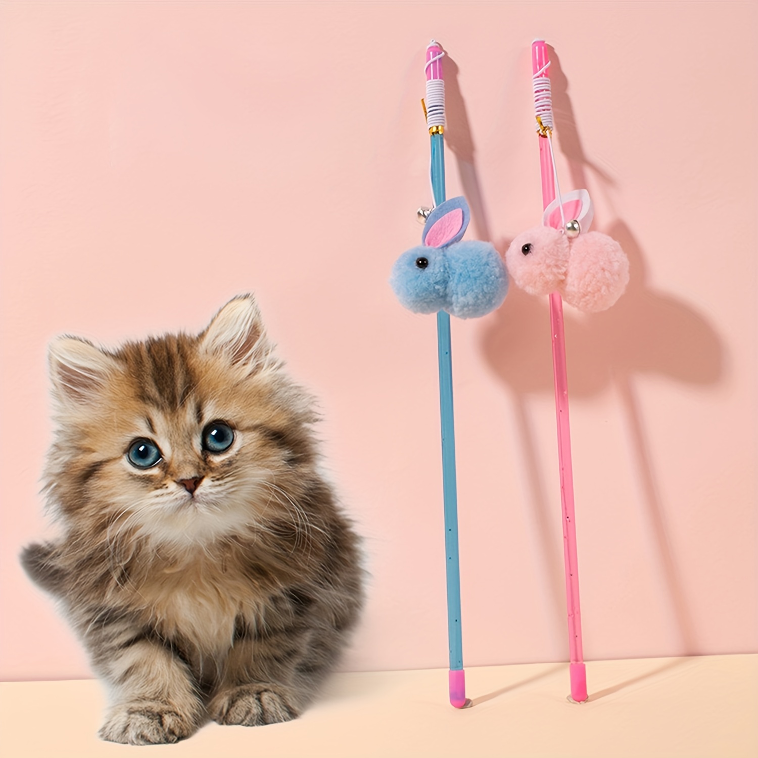 Cat Teaser Toy With Plush Rabbit Design Interactive Cat Wand - Temu  Philippines