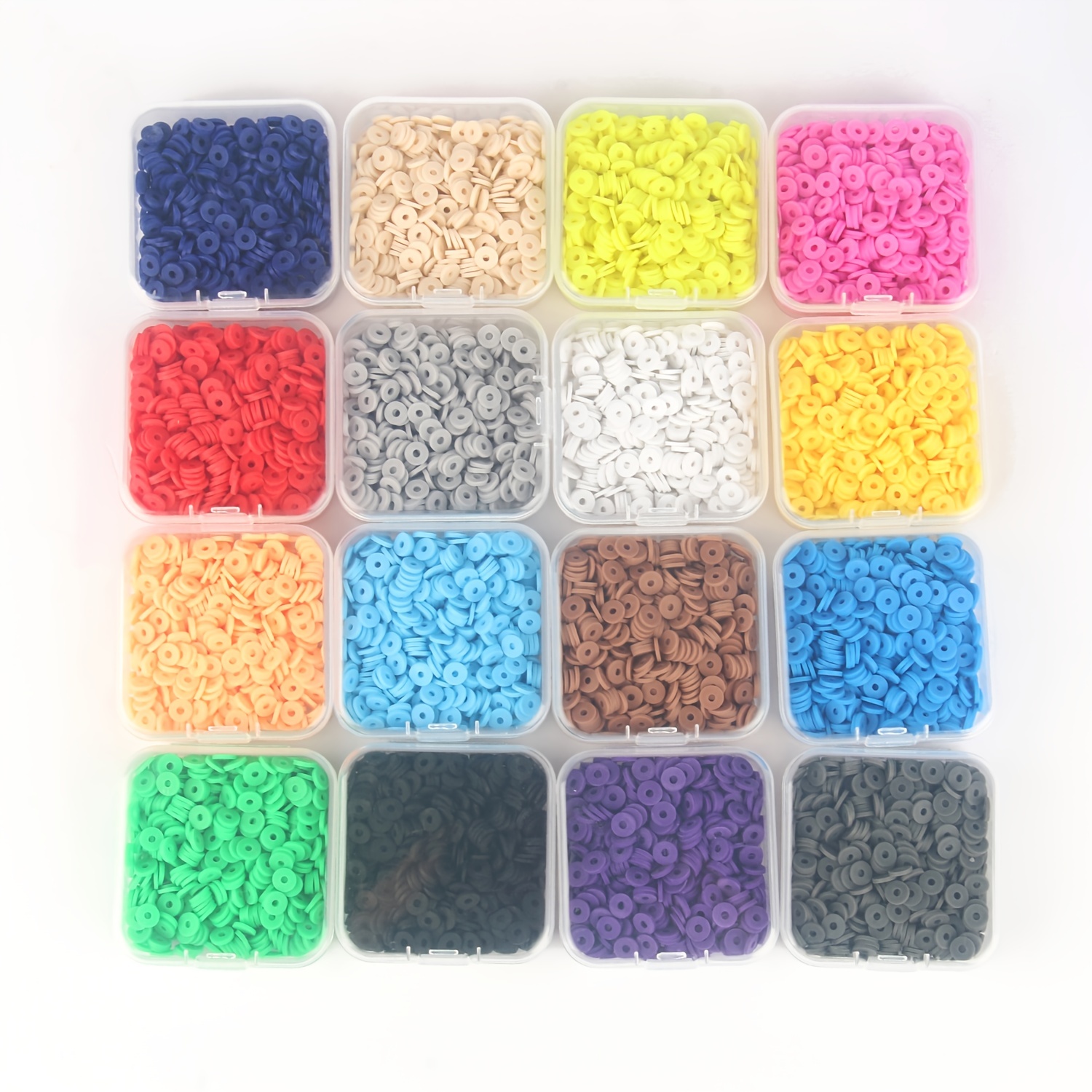 380pcs/Strip 6mm Flat Round Polymer Clay Beads Chip Disk Loose Spacer Heishi Beads for Handmade DIY Jewelry Making Bracelets (Black)