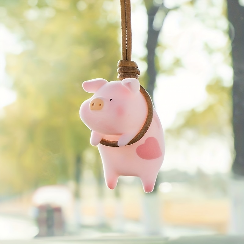Cute Piggy Car Hanging Ornament, Interior Rearview Mirrors Charms Lucky  Piggy Car Display Decoration Stickers Car Rear View Mirror Pendant Auto  Interi