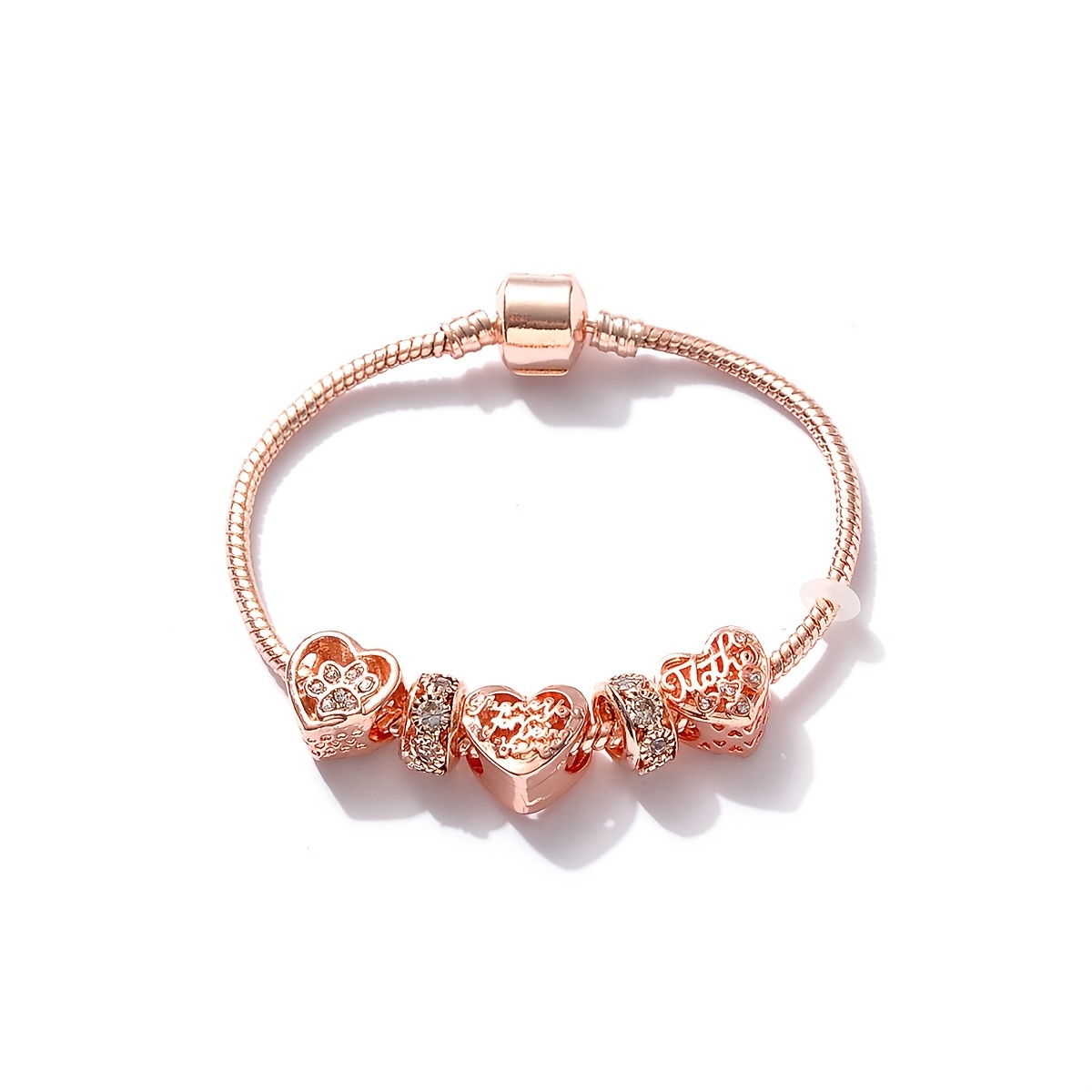 Rose Gold Beaded Heart Chain Bracelets