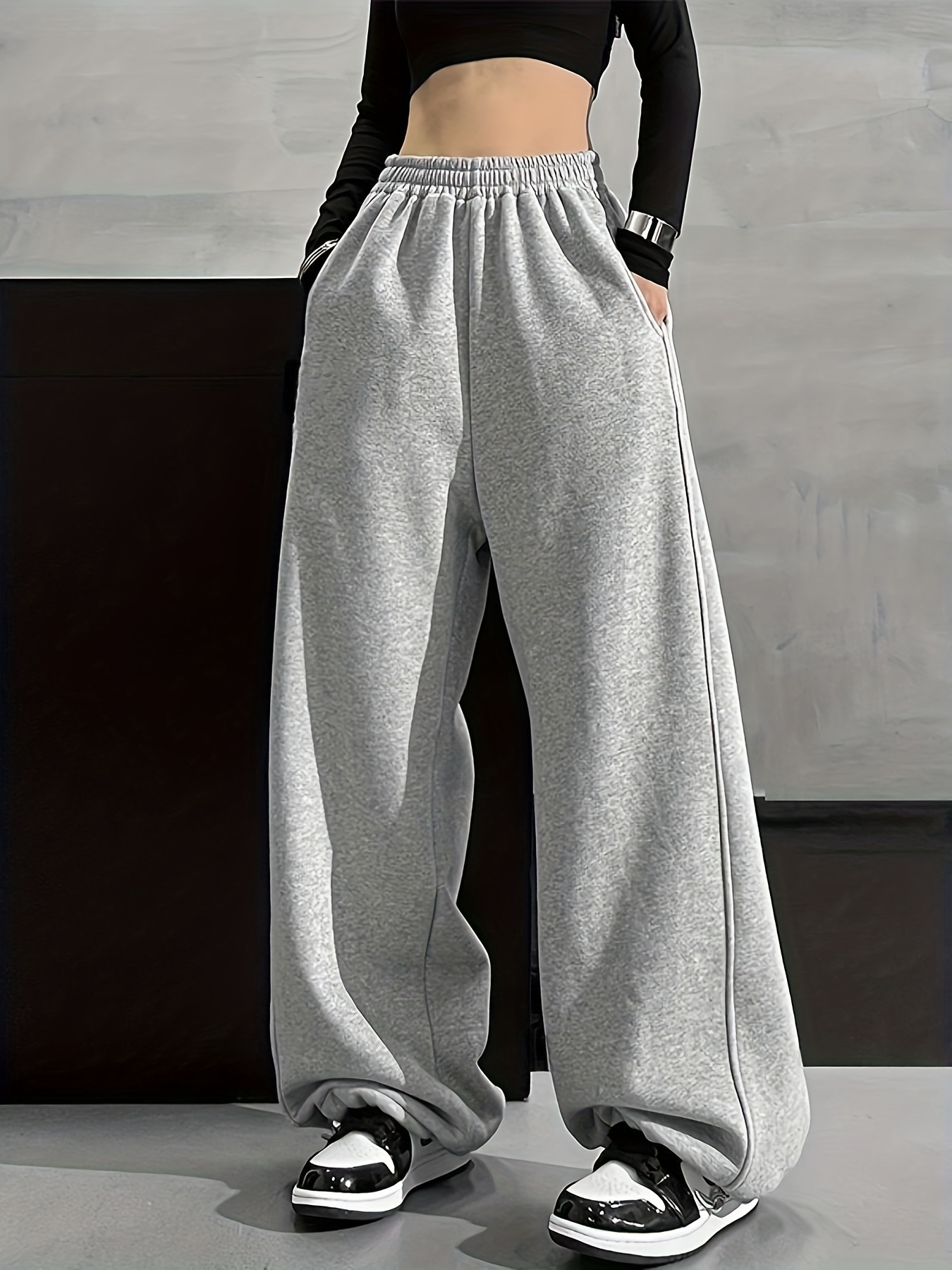 Solid High Waist Jogger Pants Casual Baggy Comfy Pants - Temu