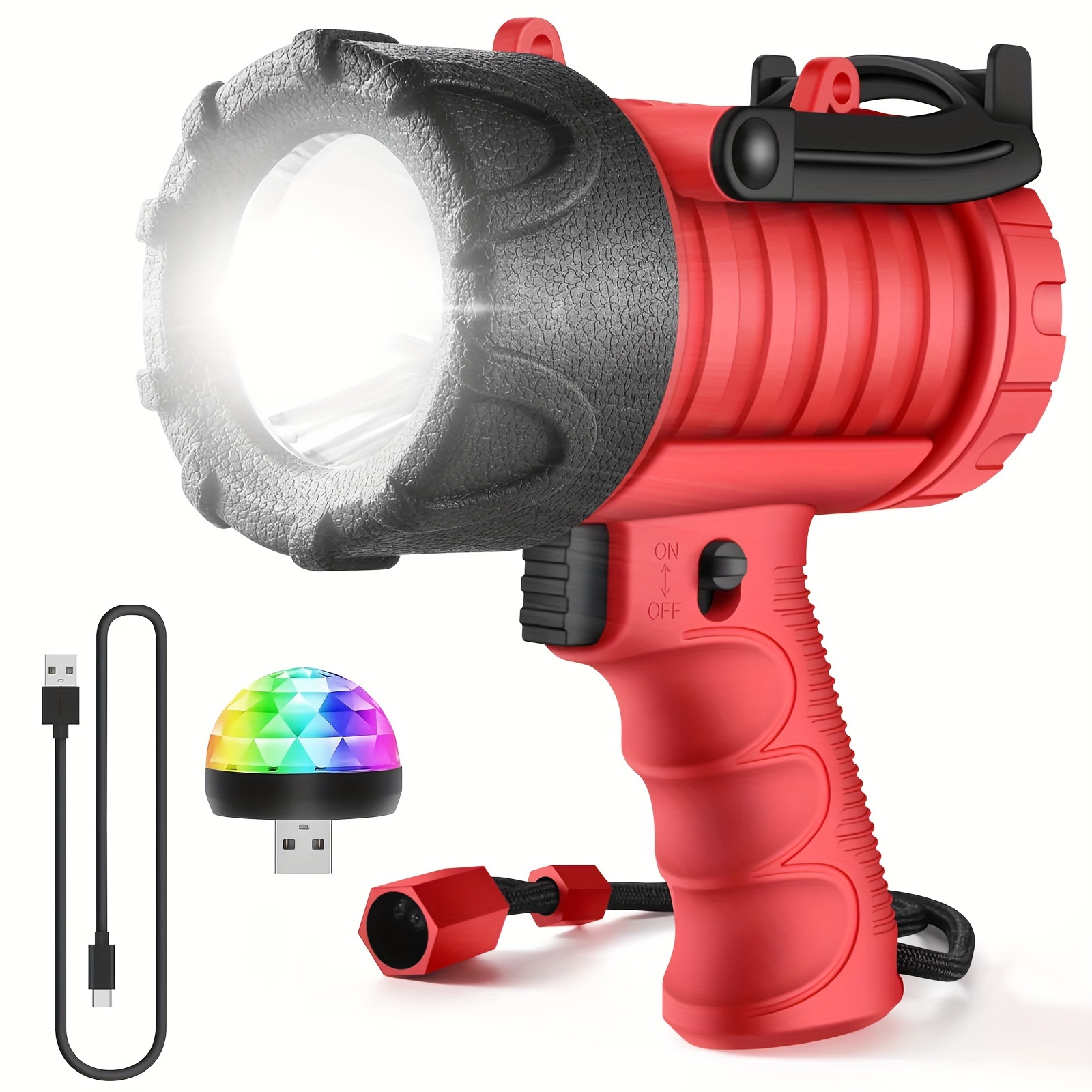 

Ultra-bright Led Handheld Spotlight, Rechargeable Flashlight, Waterproof Design And Charging Function, Perfect For Home Blackouts And Boat Use