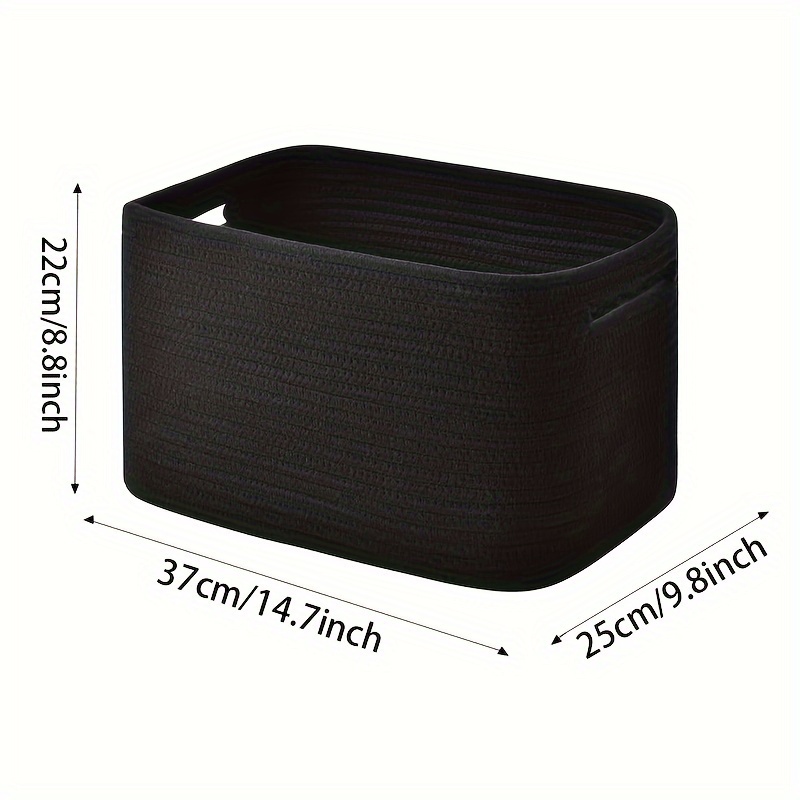 Image of 1pc Storage Basket, Woven Storage Basket, Cotton Rope Basket For Organizing, Shelf Decoration Basket, Book Basket, Towel Basket, Living Room Storage Box, Shelf Baskets