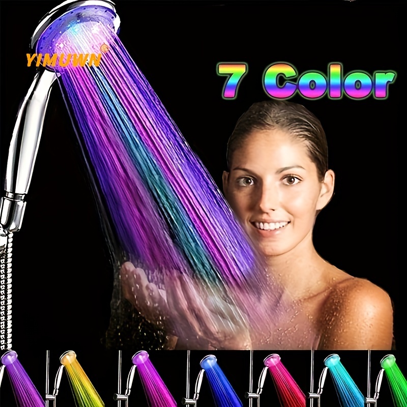 

1pc Shower Head, Led Rainfall Shower Sprayer, Automatically Color-changing, Temperature Sensor, Water Saving Showerhead For Bathroom Bathroom Accessories, Shower Head