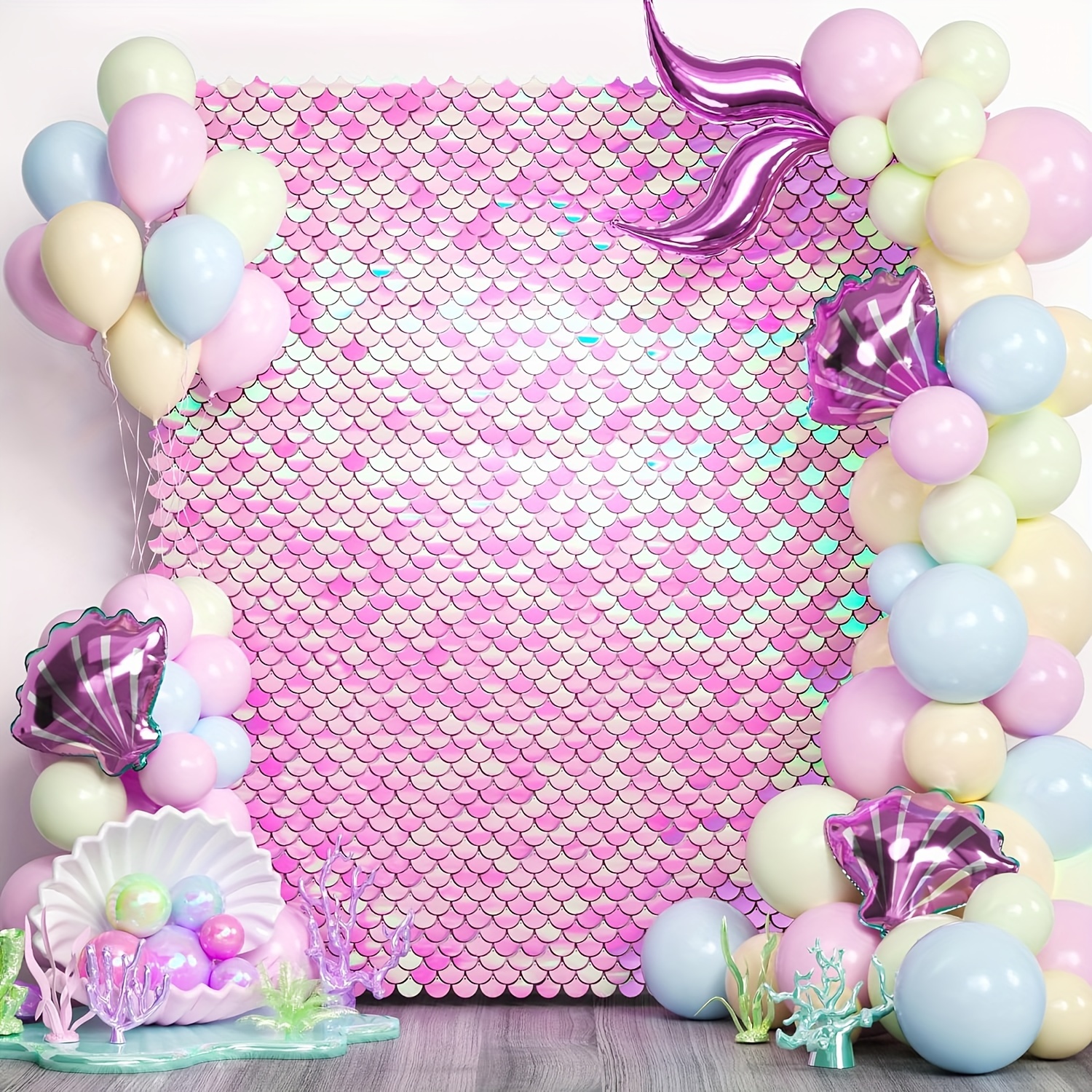 Fish Scales Sequin Shimmer Wall Backdrop Panel Photo - Temu Canada