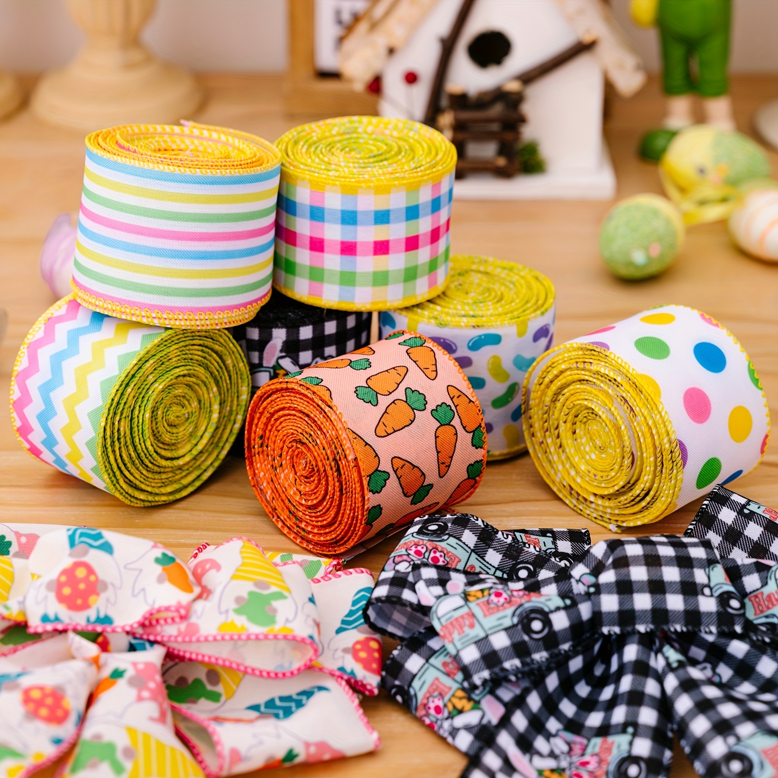 Easter Bunny Multi Color Wired Ribbon 4 x 10 YARD ROLL
