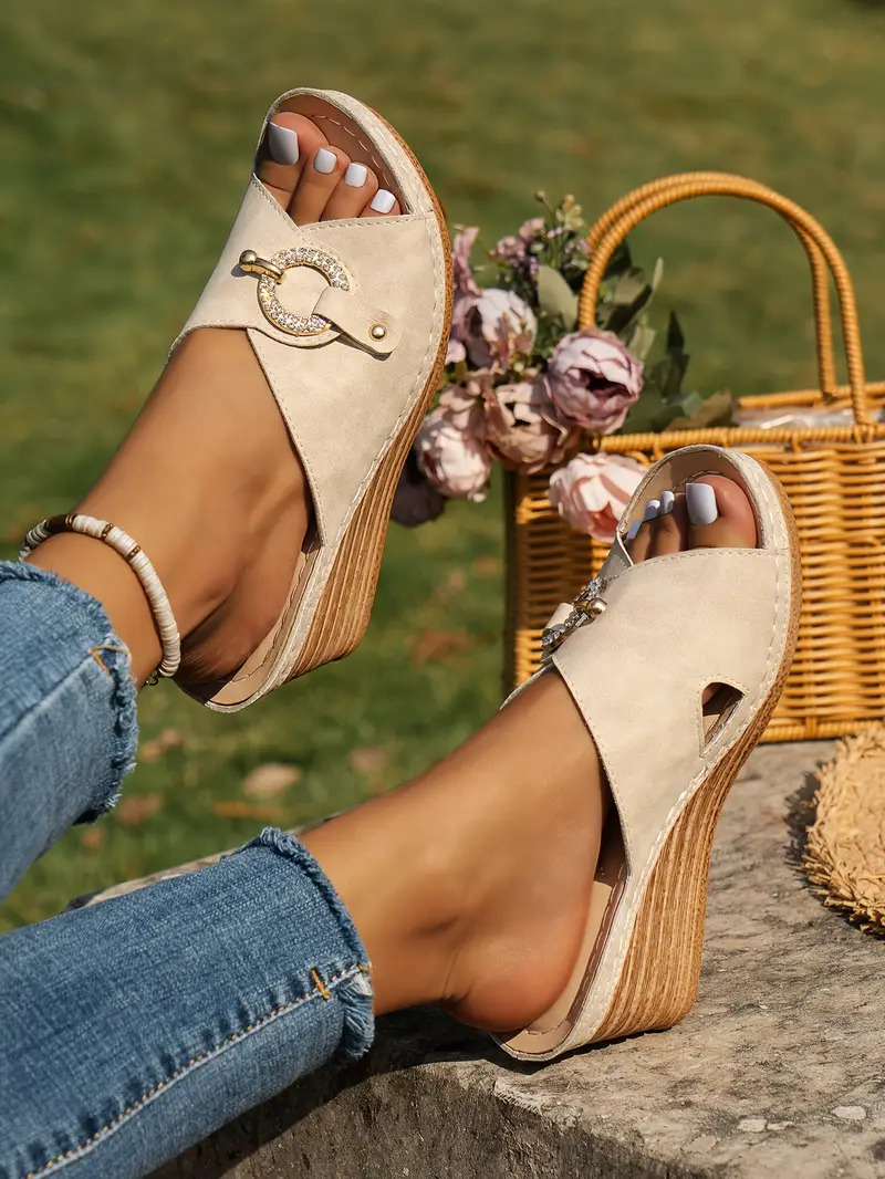 womens decor on wedge slides summer slides details 0