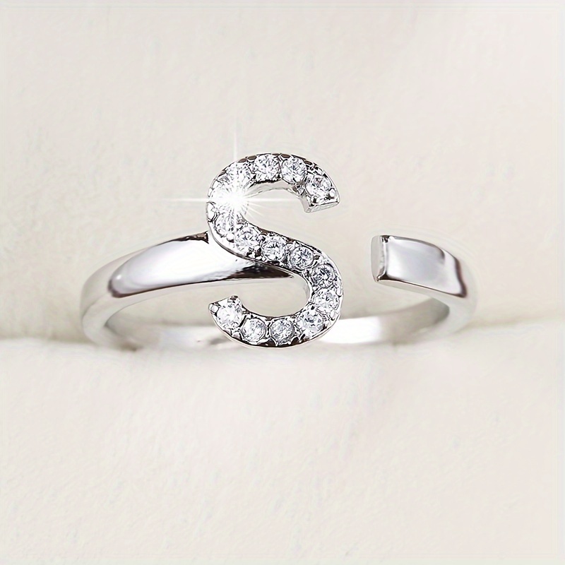 Letter Set Zirconia Women's Ring
