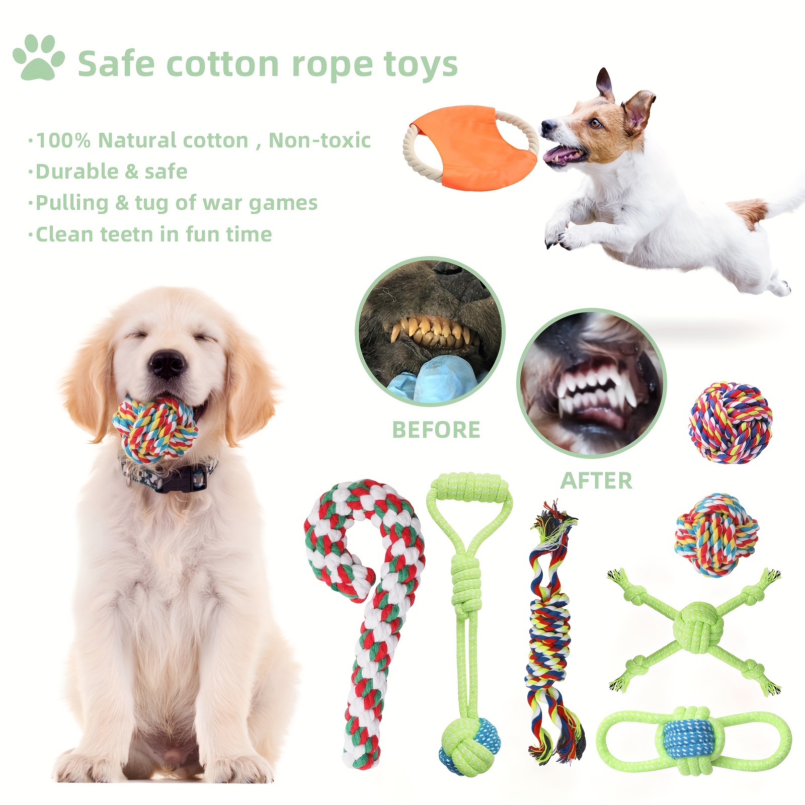 Dog Chew Toys for Puppy 18 Pack Puppies Teething Chew Toys Pet Rope Squeaky  Toy