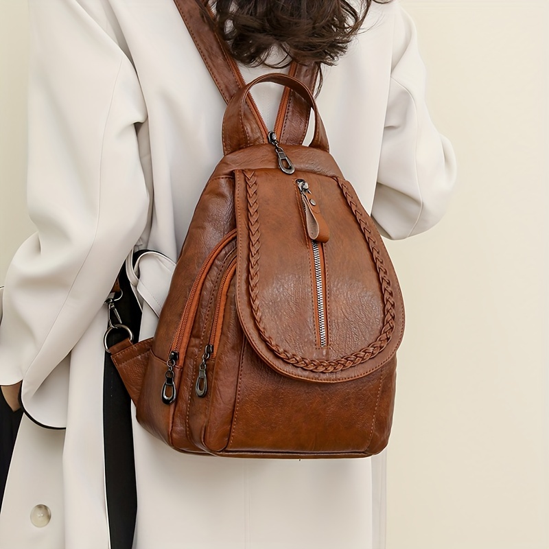 Women Girl Backpack Shoulder Bag Schoolbag Leather Oil Wax Cowhide