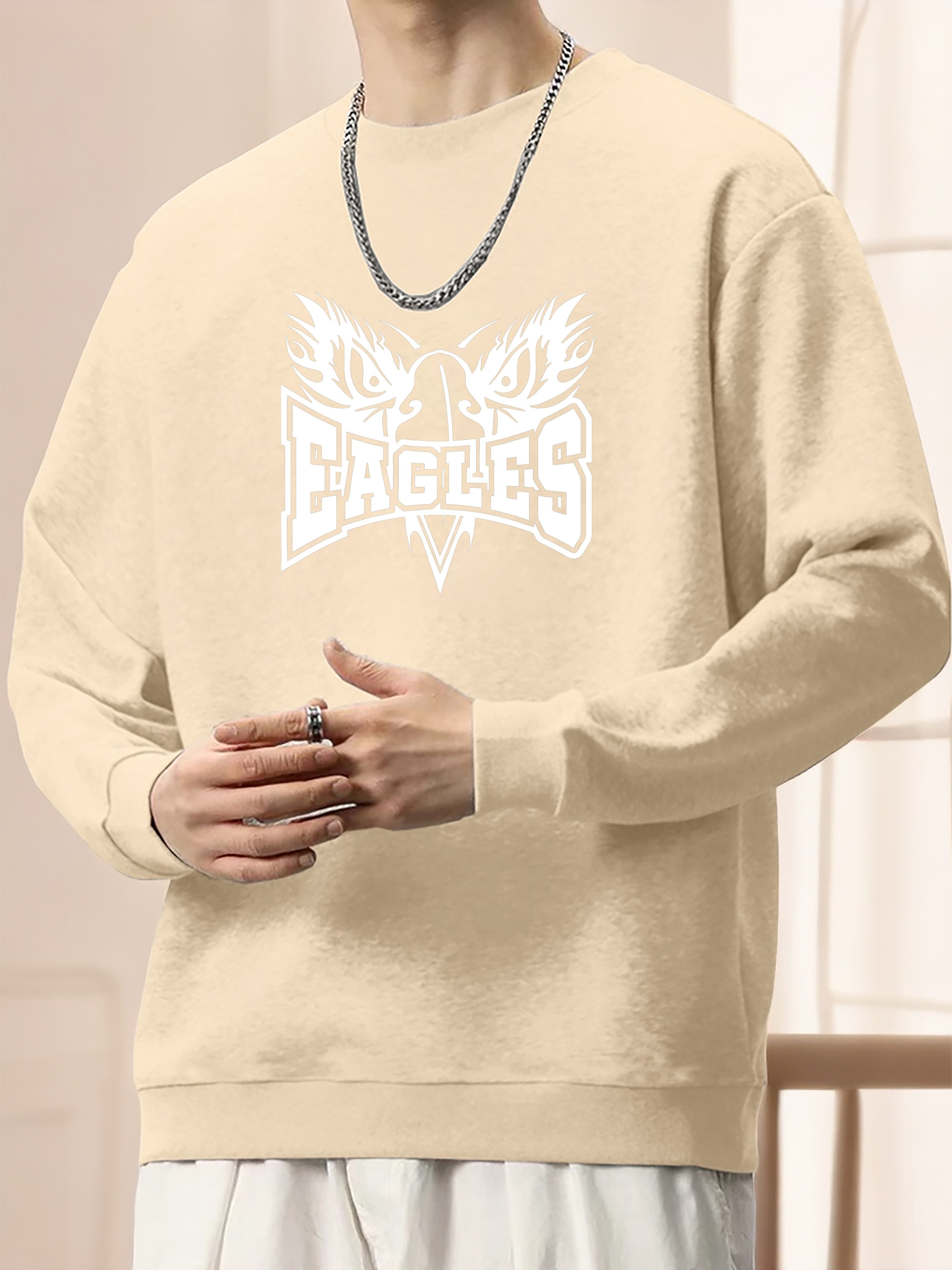 Eagles Print Sweatshirt Casual Long Sleeve Crew Neck Sweatshirt