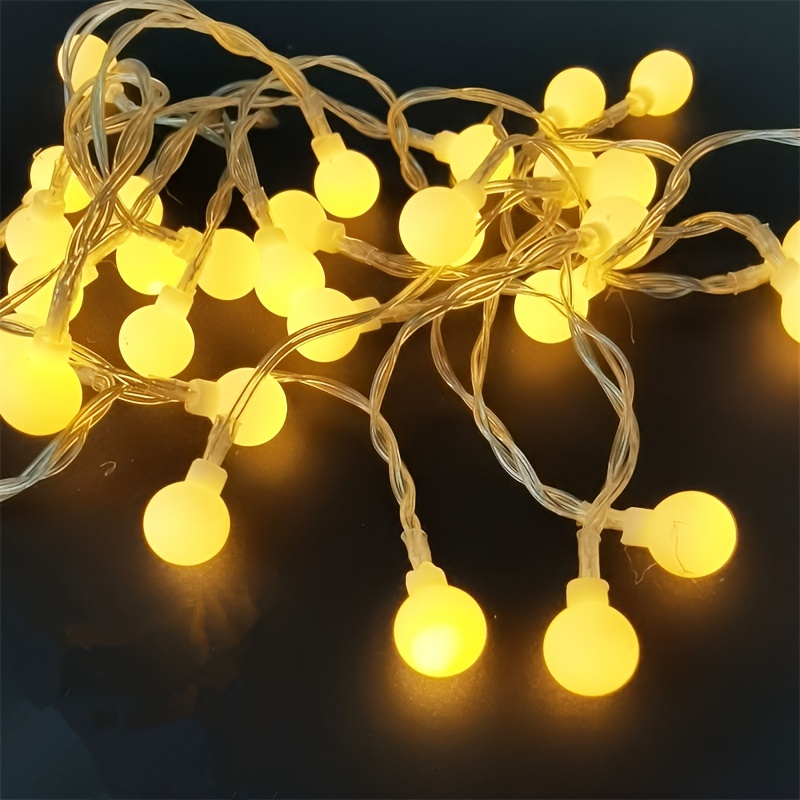 Relaxdays Guirlande Lumineuse LED, 10 Boules Coton, Fonction Piles,  Lumières d'Ambiance, Sphères Ø6 cm, Blanc-Gris-Marron