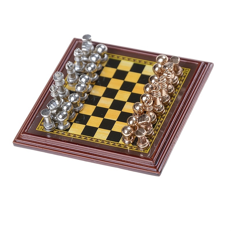 Buy Vintage Chess Set With Resin Board and Metal Pieces / Ajedrez