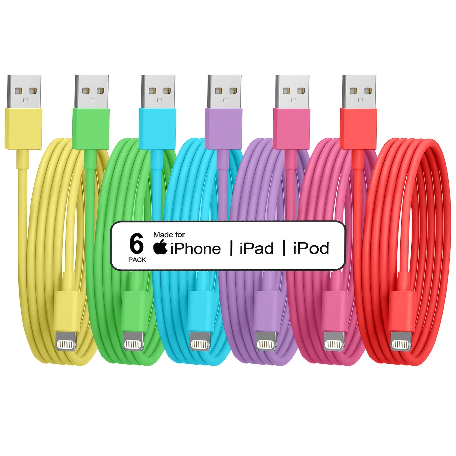 Apple Lightning Cable, cargador rápido certificado por MFI para iPhone &  iPad, cable de carga para iPhone Xs/XS Max, XR, X, 8/8Plus, 7/7Plus,  6/6Plus