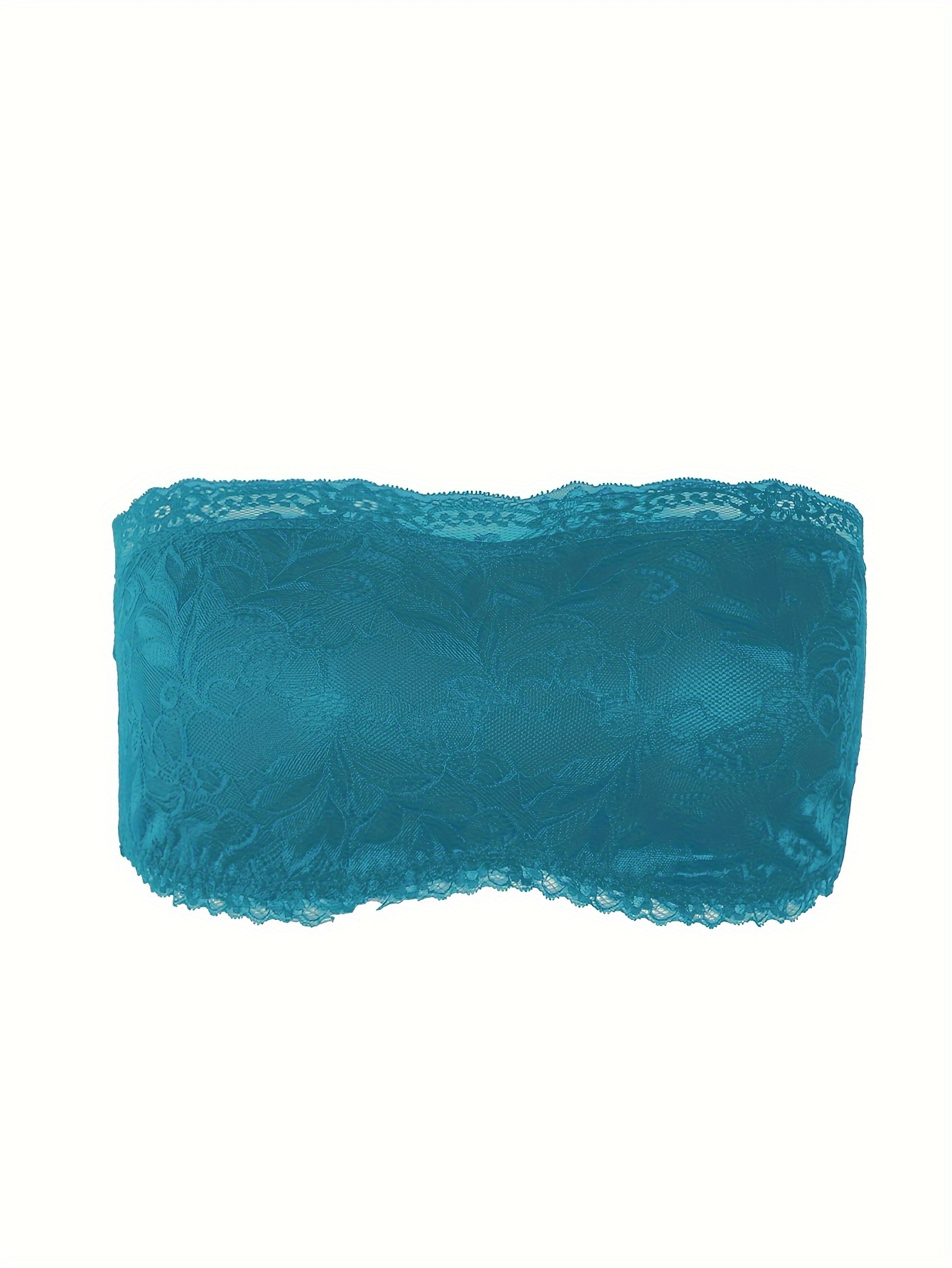 Plus Size Sexy Tube Bra, Women's Plus Solid High Stretch Lace Strapless Bandeau Tube Bra