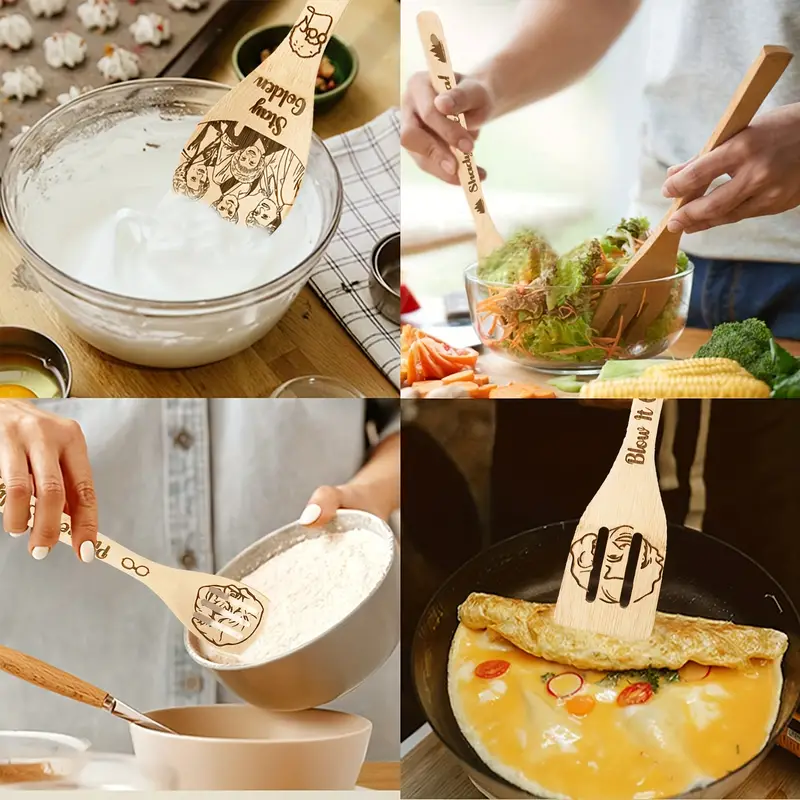 5pcs/set, Funny Wooden Spoons Utensils Set Golden Girls Merchandise Fans  Gift, Bamboo Cooking Utensils Carve Spoon Spatulas Gadgets Kitchen Home  Decor