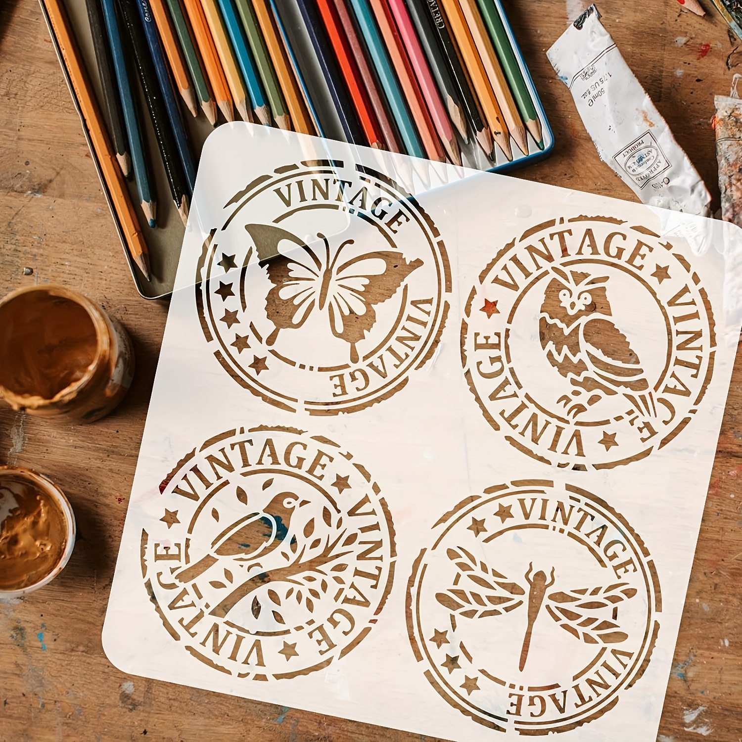 Producto Plantilla-Stencil Sello 8 Vintage