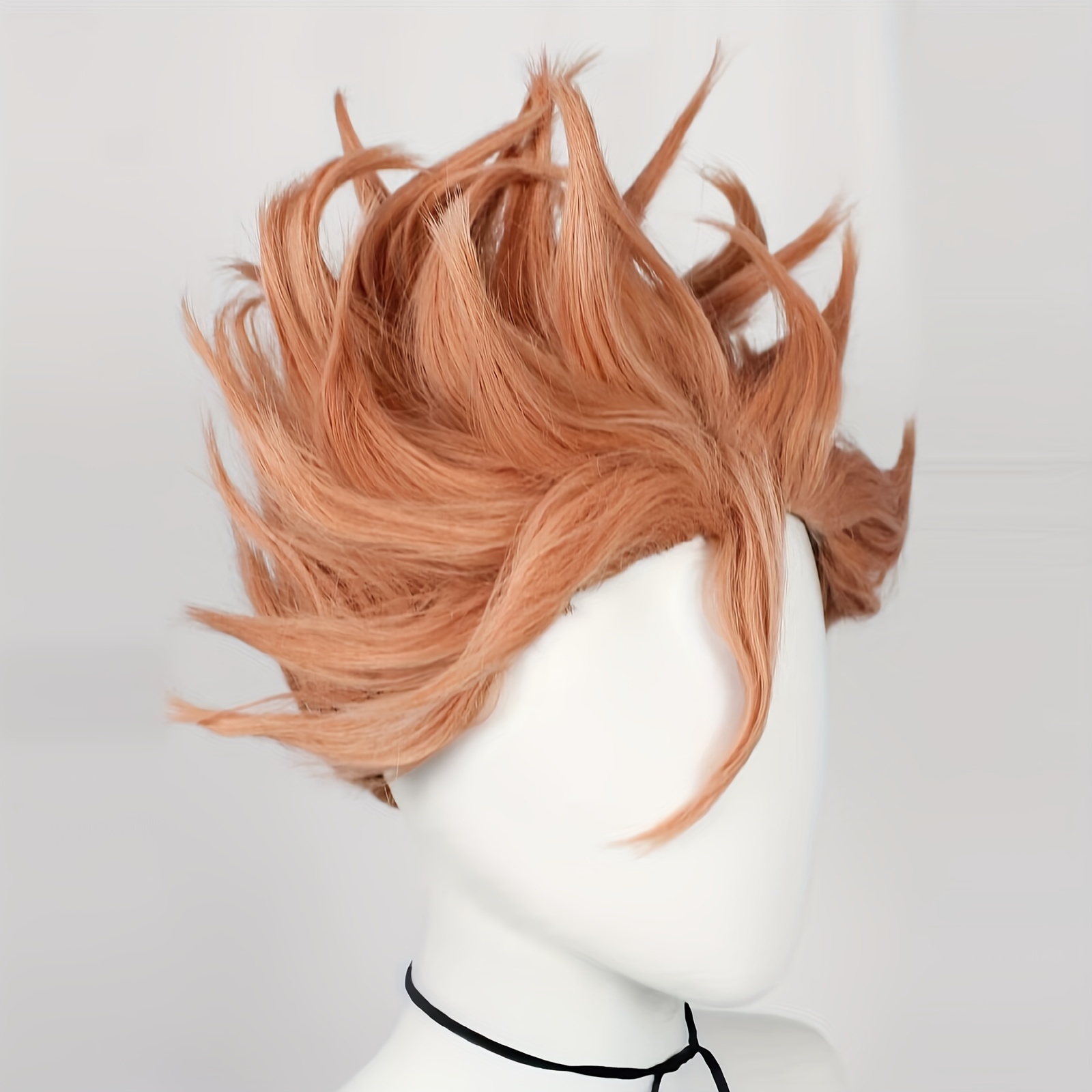 Short Brown Straight Spiky Wig Synthetic Anime Cosplay Wig For Party For Halloween Christmas School Thanksgiving Day Use 1pc Wig Cap