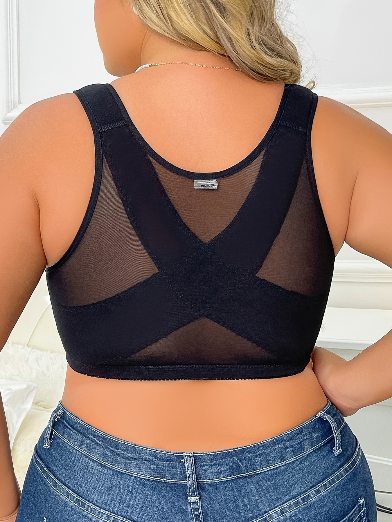 Women's Front Close Snap Bras, Plus Size Full Coverage Wireless