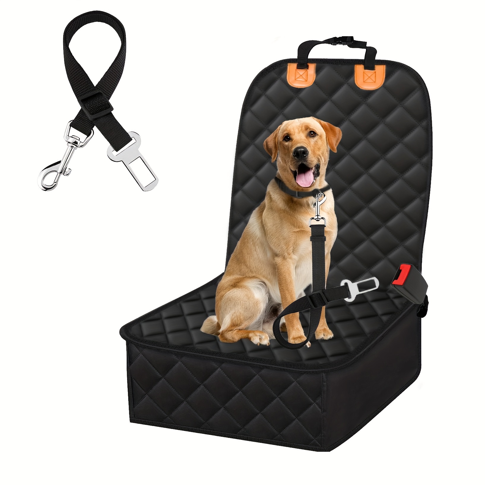 Funda de asiento de coche para perro negra en 1/2 asiento trasero