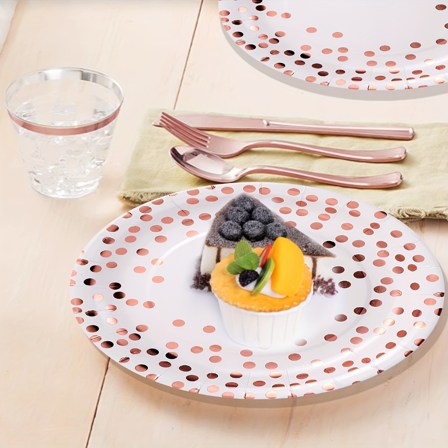 Rose Gold Paper Plates - Ideal for Parties and Celebrations