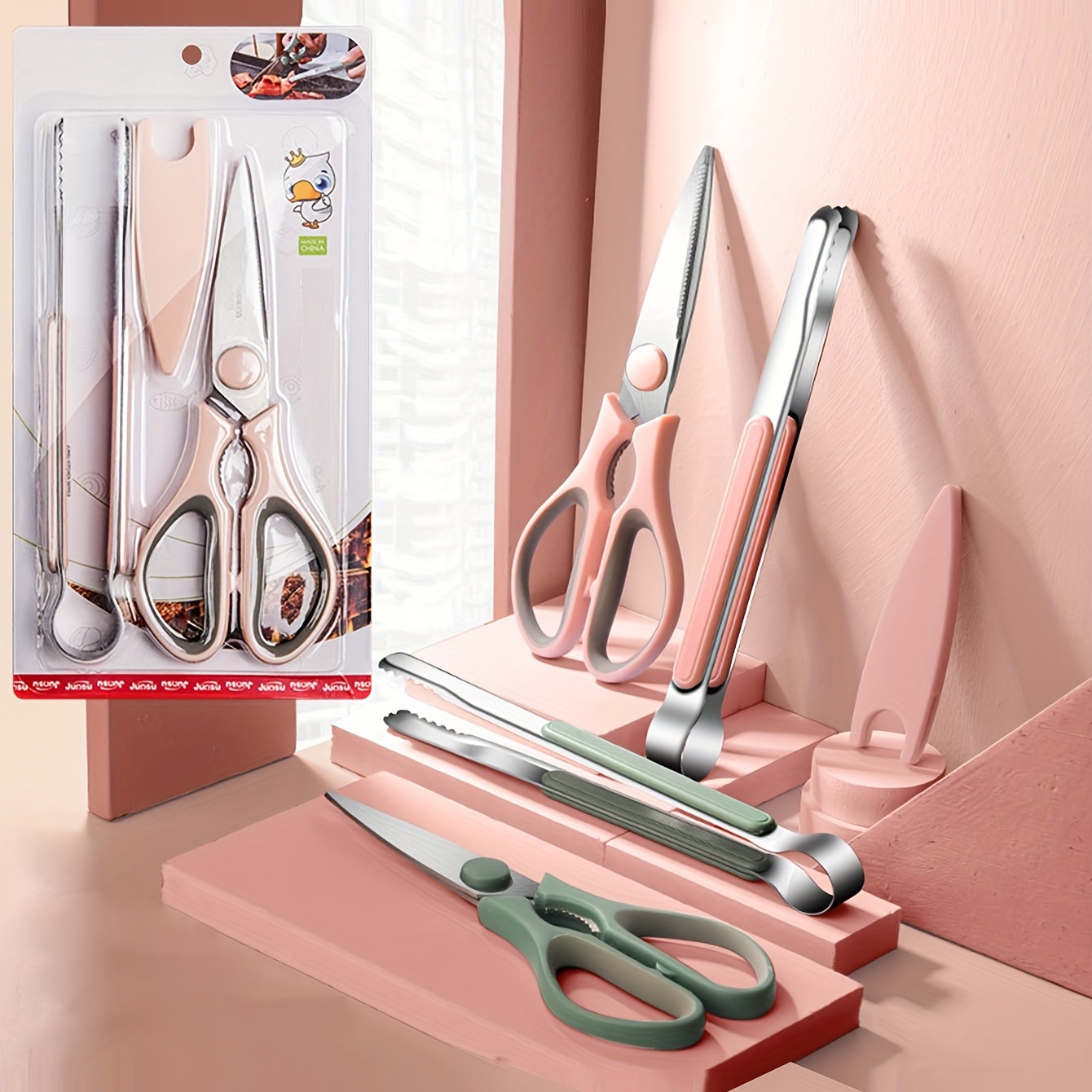 Kitchen Shears With Food Tongs Korean Barbecue Scissors And - Temu