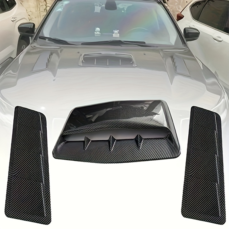 3pcs Car Air Flow Intake Hood Scoop Vent Bonnet Decorative Cover Center  Side Air Outlet Hood Universal Auto Exterior Accessories