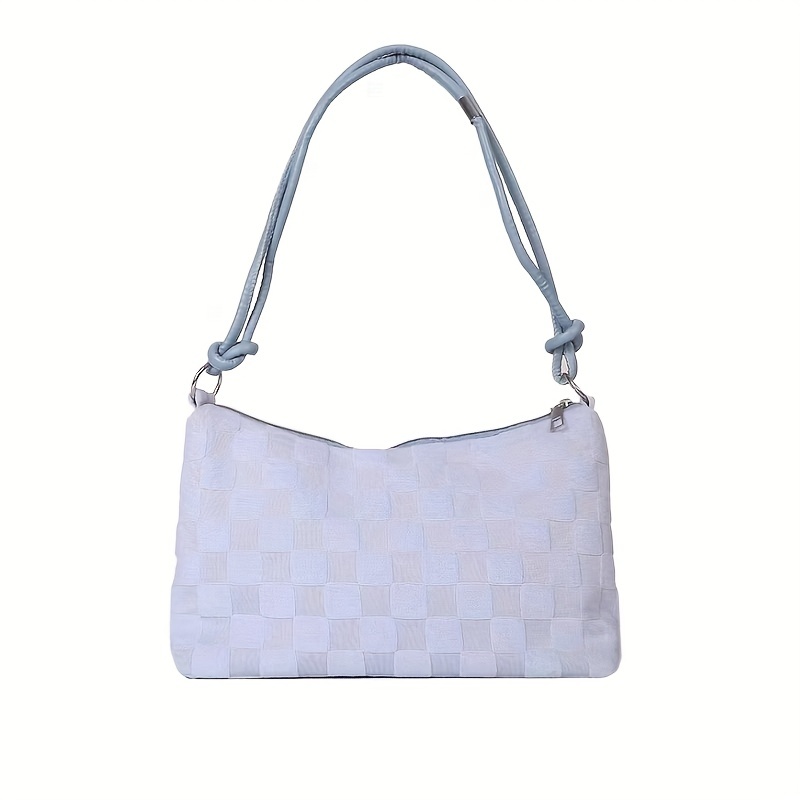 Checkered Pattern Hobo Bag Large Capacity Zipper