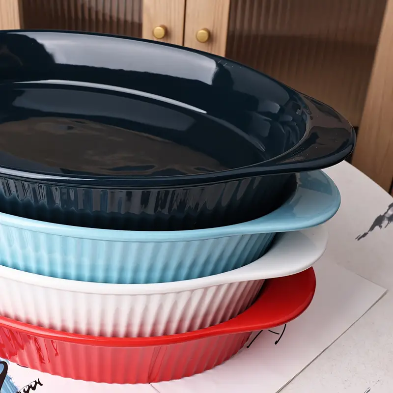 Porcelain Oval Plate Double Handle, 9x13 Ceramic Baking Dish