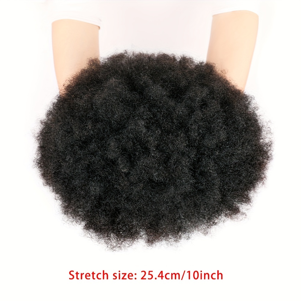 afro puff   real human hair bun 10inches clip in drawstring ponytail extensions 1b t1b 30 hair accessories 4