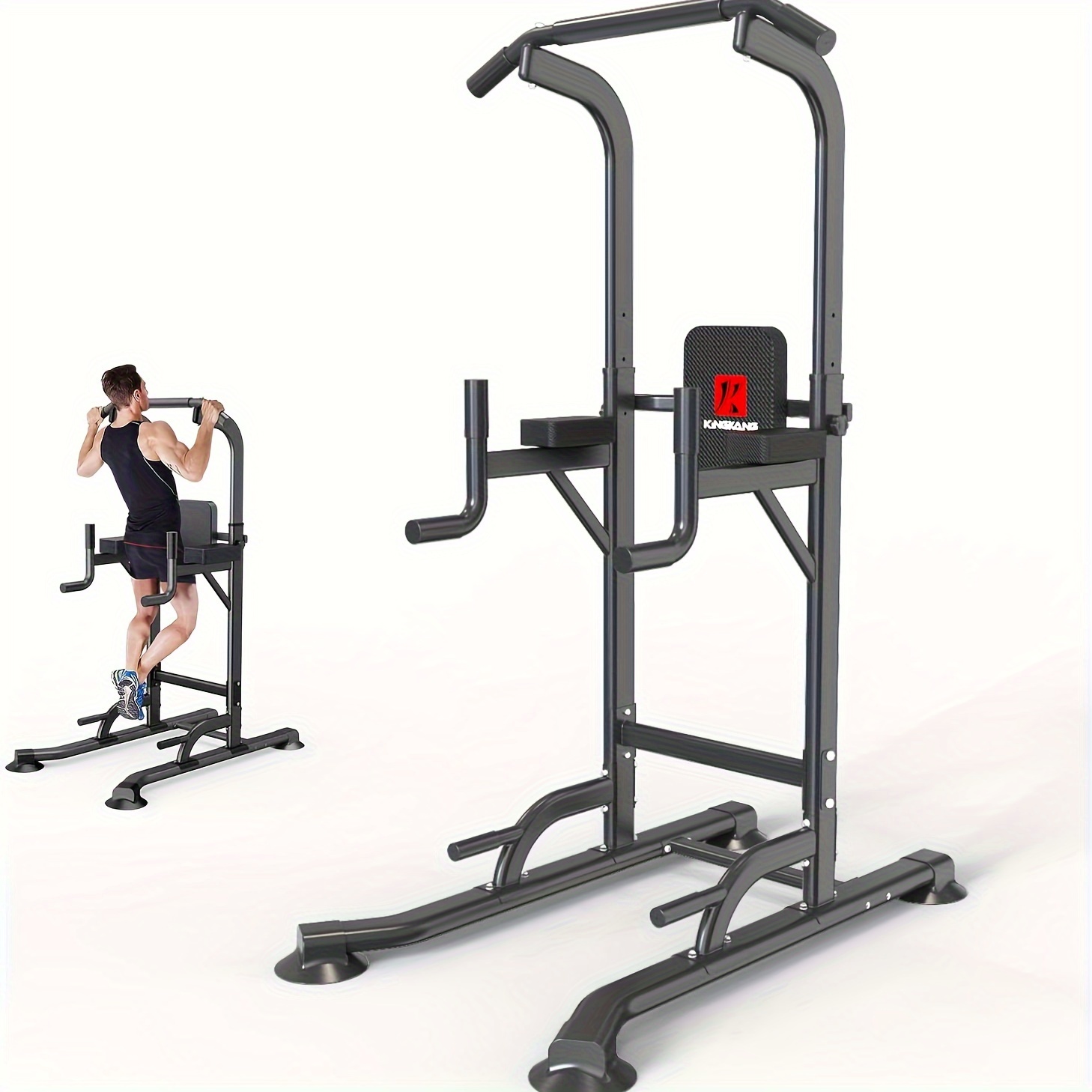 Power Tower Pull Up Bar Dip Station Adjustable Height Strength