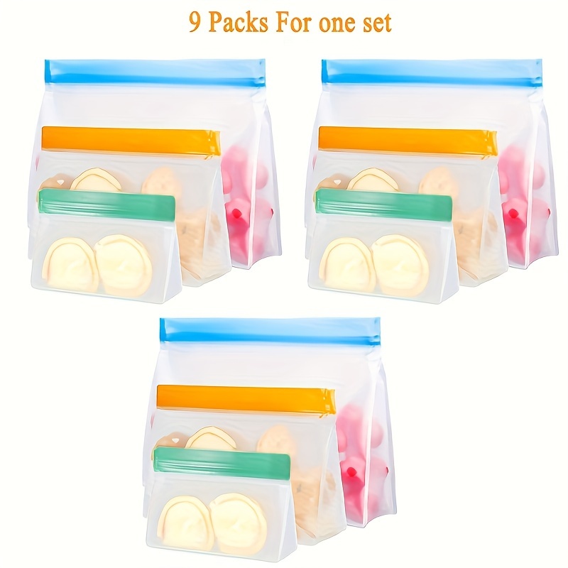 Reusable Storage Bags 5 Pack, Stand Up Leakproof Reusable Gallon Bags -  Food Grade Reusable Freezer Bags Eco friendly Food Storage Bags for  Sandwich Snacks Lunch Meat Fruit Cereal 