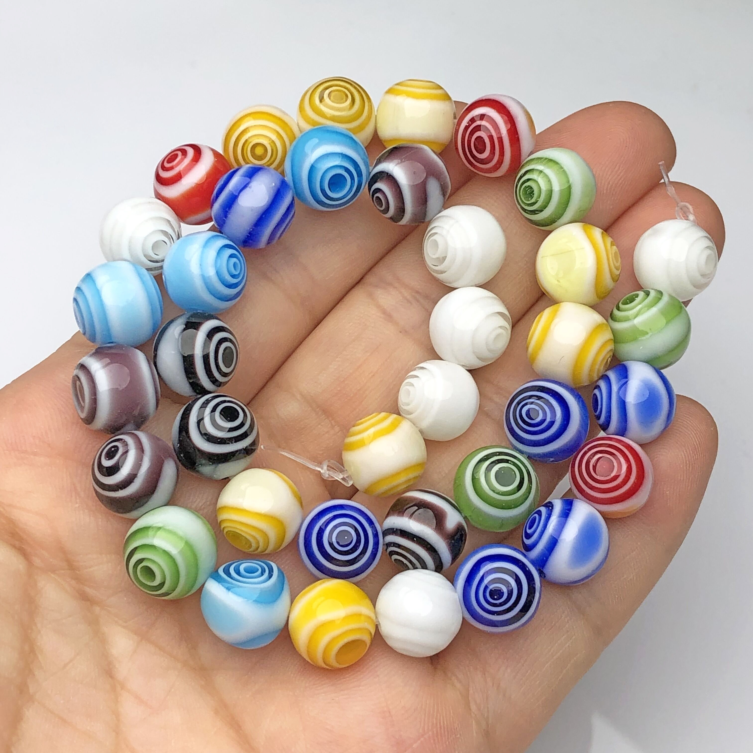 Glass Beads Beautiful Multicolor Round Loose Beads - Temu