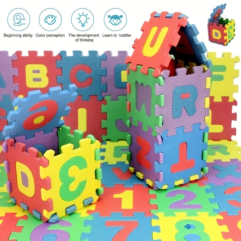 Foam Mat Puzzle Piece Play Mat Set - 36 Tile Pieces And Borders