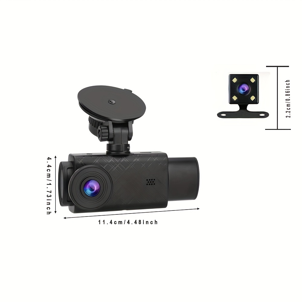 1 Set Auto-Dashcam, 1080p FHD 3-Kanal-Dash-Kamera Vorne, Hinten, Innen,  Unterstützt Schwerkrafterkennung, Bewegungserkennung, Parküberwachung Und