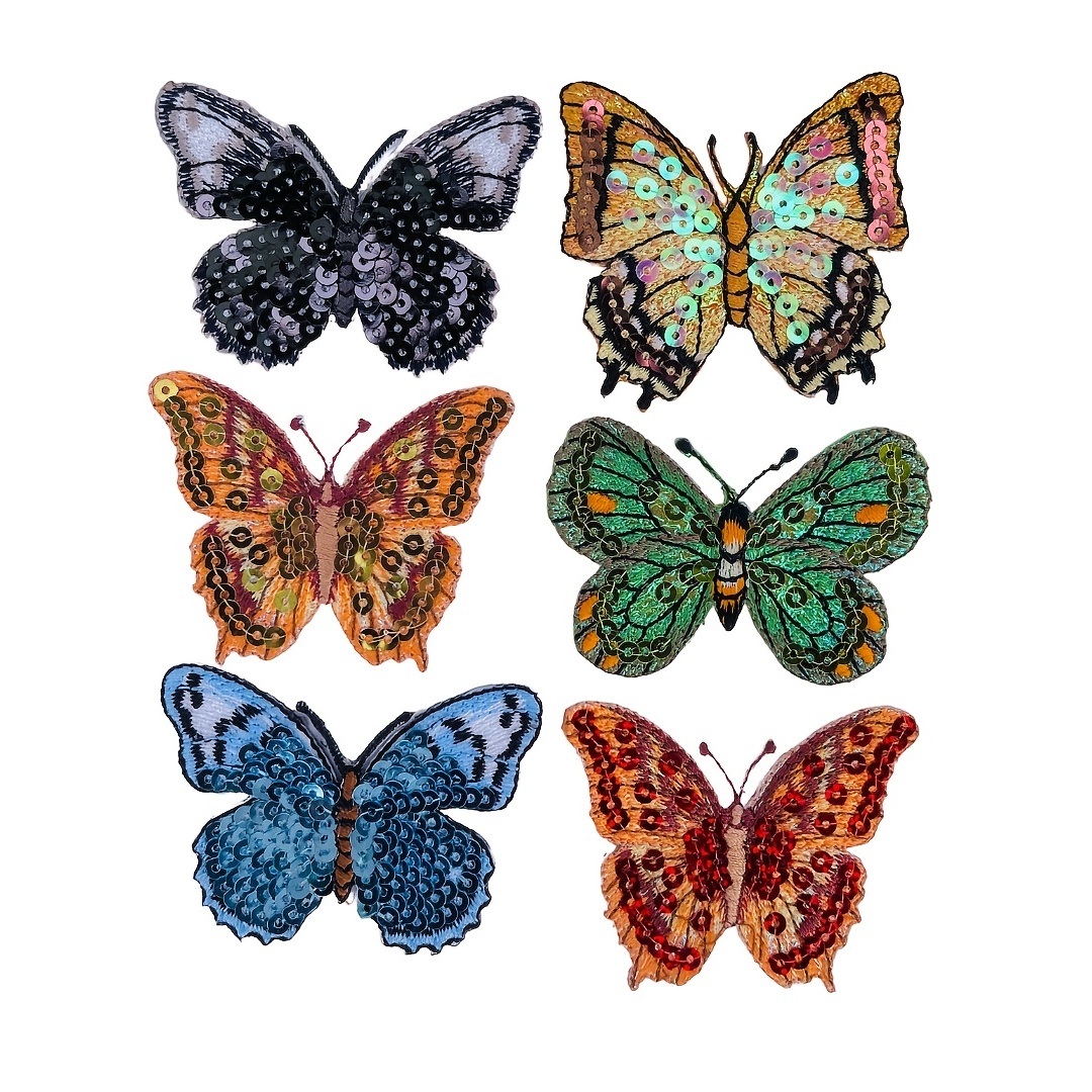 10 pcs Sequined Beaded Butterfly Iron On Patches Embellishments