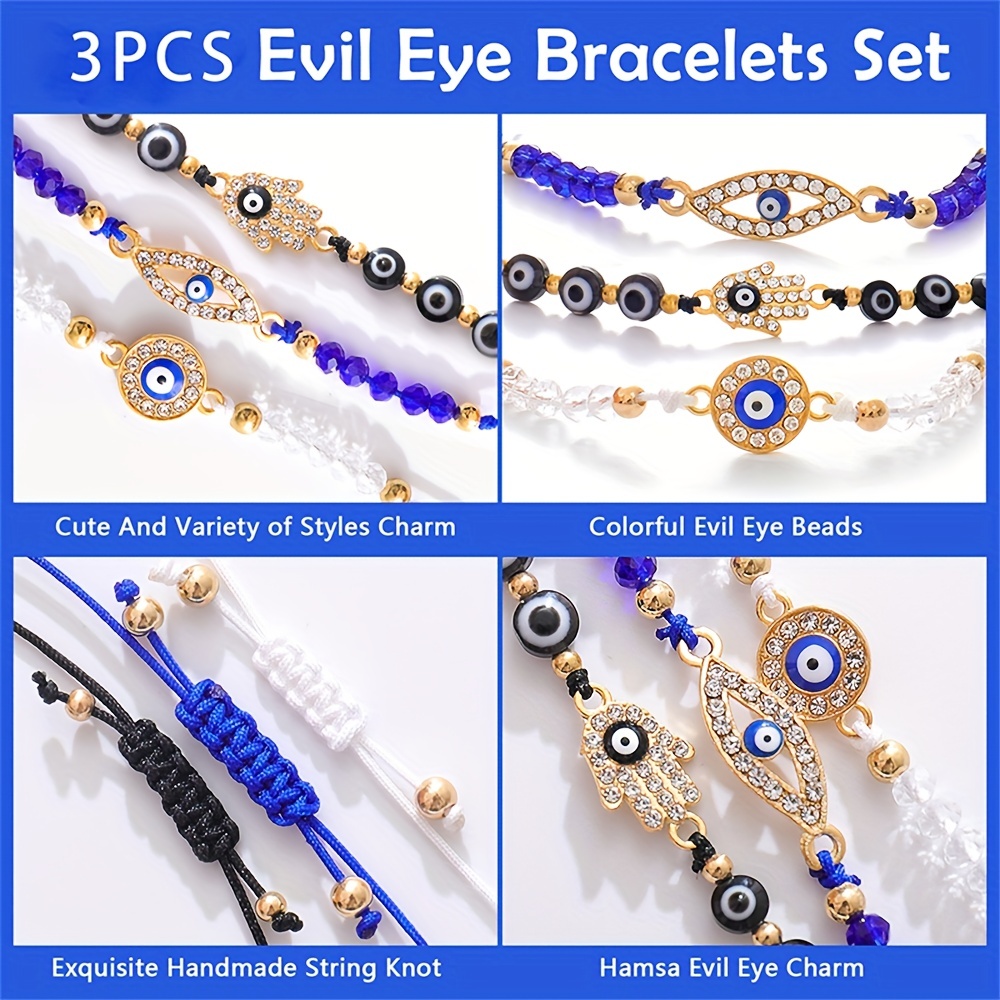 24 Pcs Evil Eye Bracelets Mexican Bracelets Bracelet Set Protection  Bracelets Gold Evil Eye Anklets Jewelry Gift for Women Girls Boys 