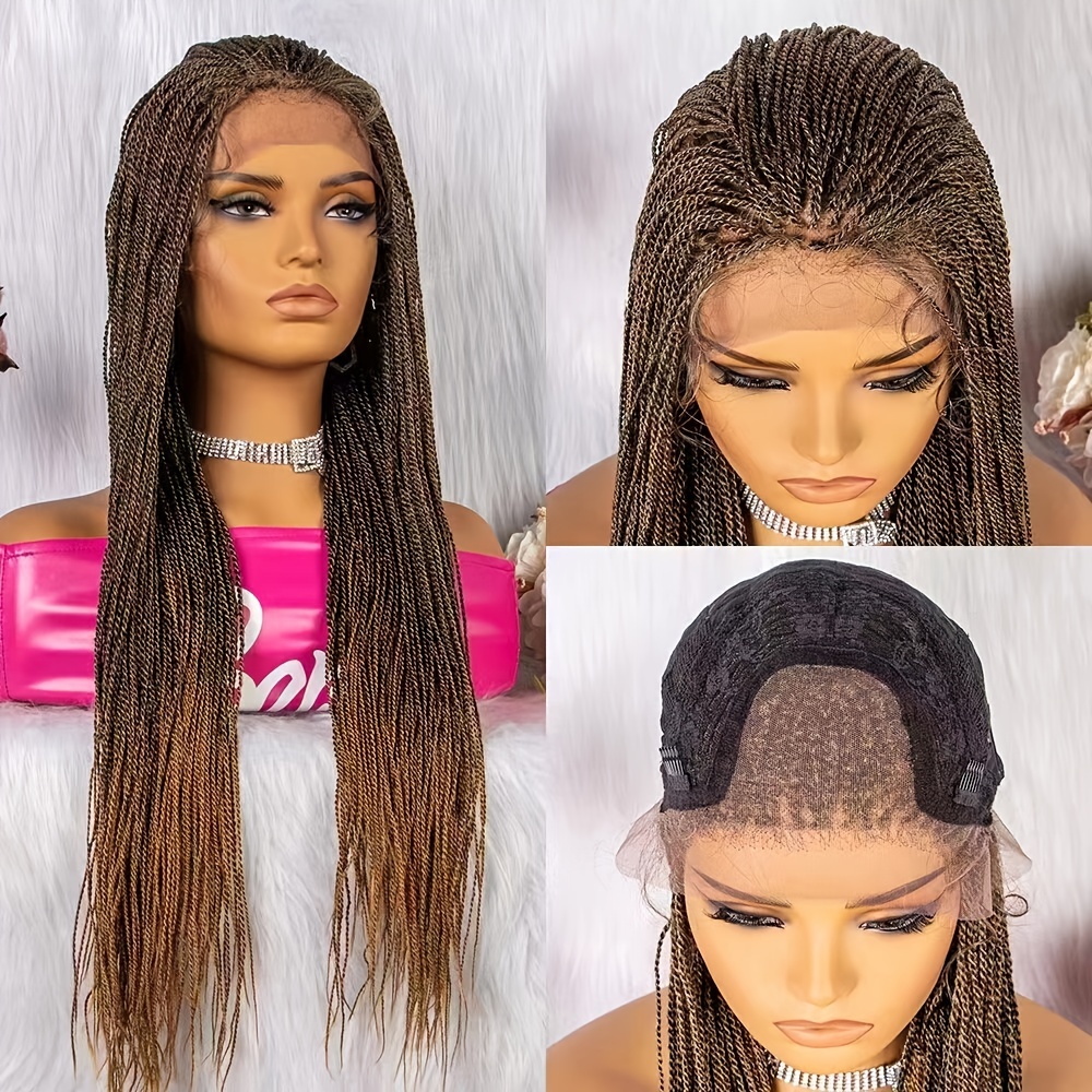 28 Inch Thin Twist Braided Wigs Knotless Synthetic Hair Wigs Lace Front Wigs For Women Girls