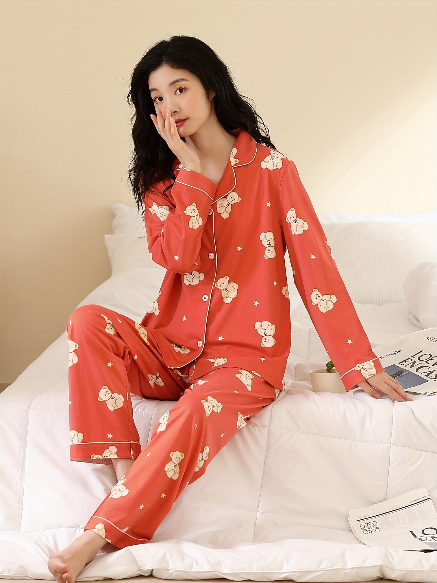 Bow Striped Print Pajamas Set Casual Short Sleeve Lace Trim - Temu