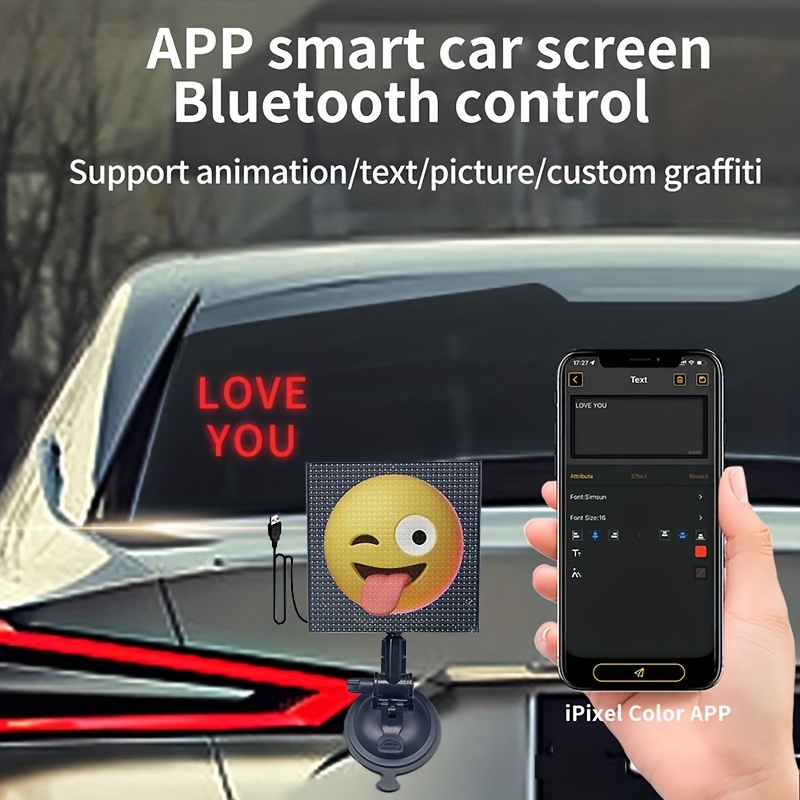 Diy Led Display Car Rear Window App Control Full Color Led - Temu