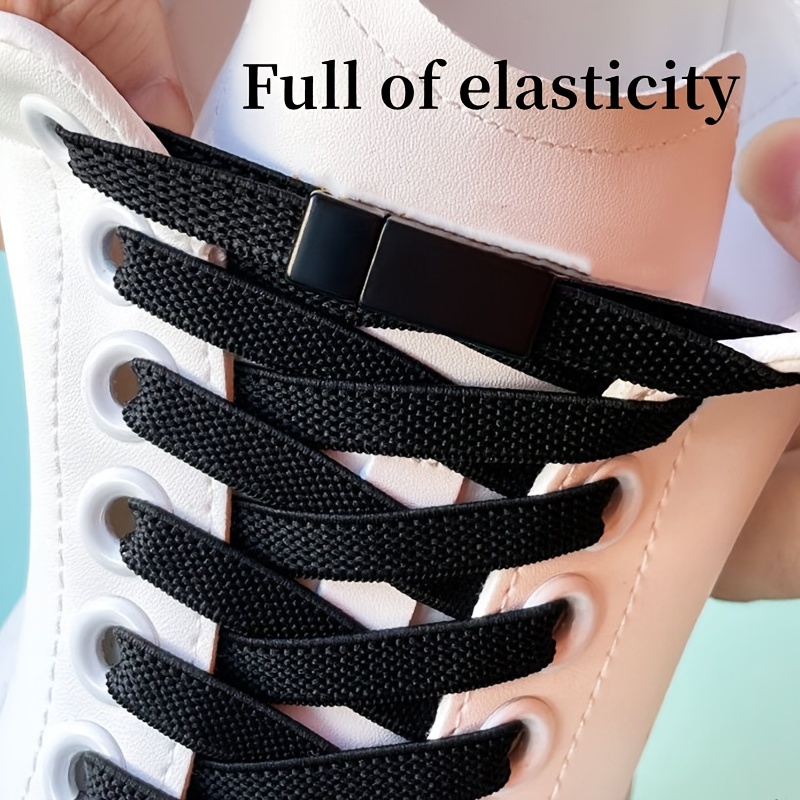 1pair No Tie Shoe Laces, Metal Shoelace Buckle Elastic Lazy Shoelace  Shoelaces For Sneakers Shoes Shoe Accessories Shoe Lace Flat Shoe Laces For  Adults & Kids Shoes
