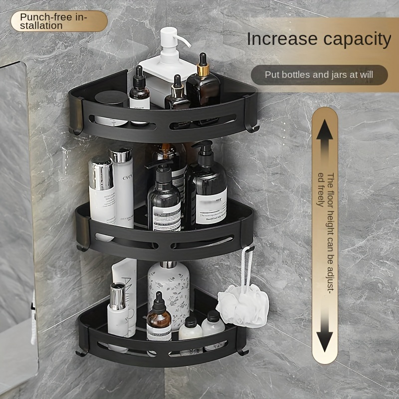Corner Shower Shelves, Bathroom Storage Rack With Hooks, Shower