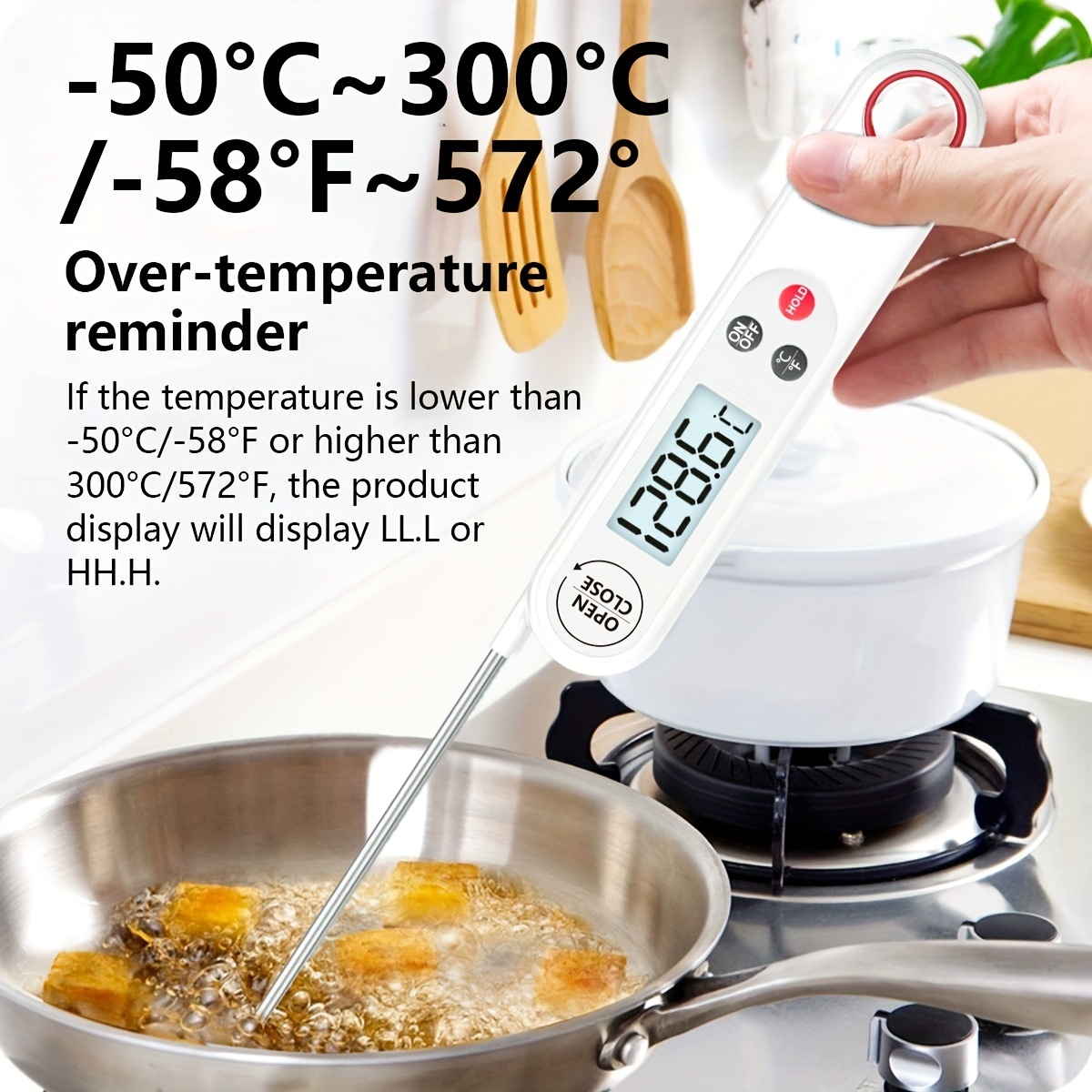 Kitchen Measuring Oil Thermometer High Temperature Kitchen Probe Baking  Oven Barbecue Thermometer Stainless Steel High Accuracy - Temu
